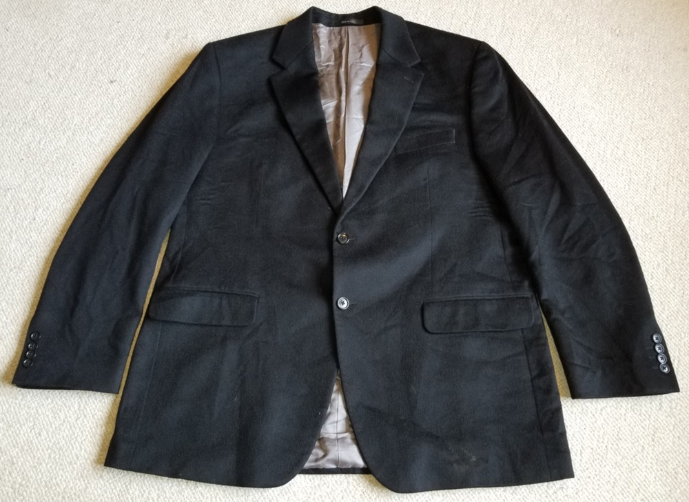 Mens Blazer-CALVIN KLEIN-black 100% cashmere lined 2-button-44R